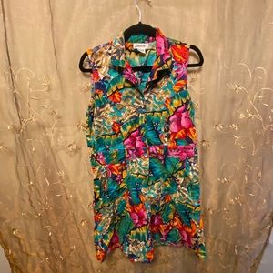 S small vintage floral 100% cotton romper